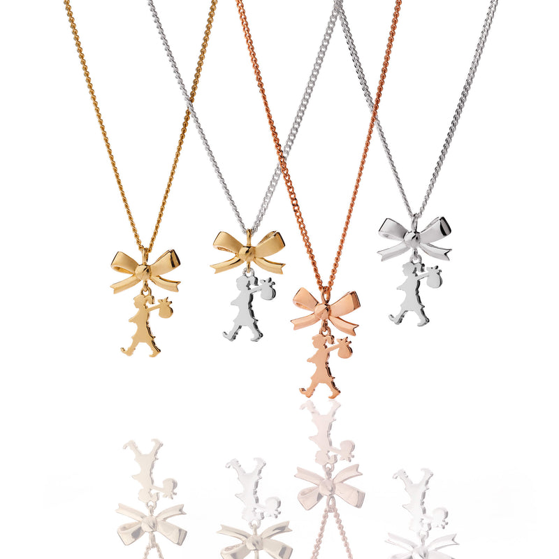 Karen Walker Mini Girl with a Bow Necklace - Sterling Silver-Necklace-Walker & Hall