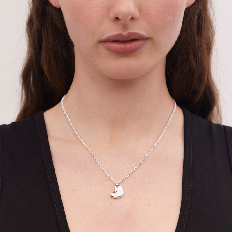 Meadowlark Lava Heart Necklace Small - Sterling Silver-Necklace-Walker & Hall