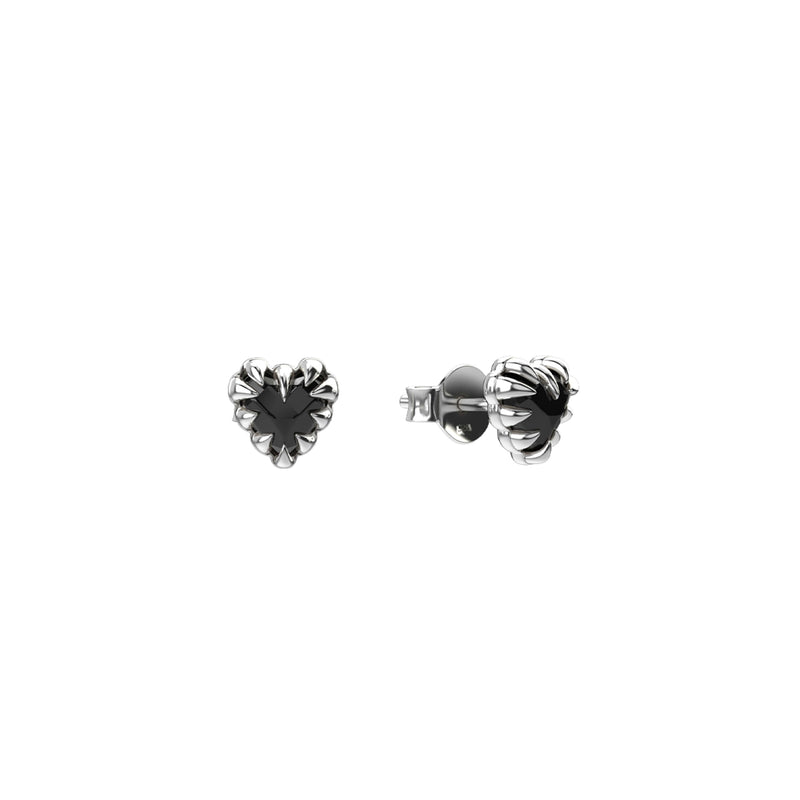 Stolen Girlfriends Club Mini Love Claw Earrings - Silver & Onyx - Earrings - Walker & Hall