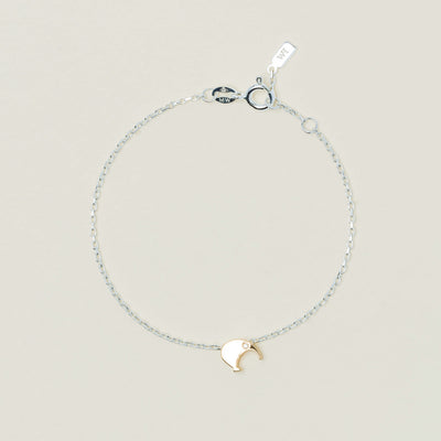 Sterling Silver Noted Bracelet + Gold Kiwi (Charm + Chain) - Bracelet - Walker & Hall