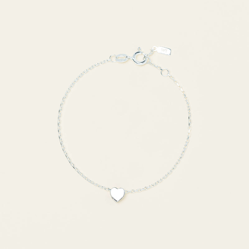 Sterling Silver Noted Heart Bracelet (Charm + Chain) - Bracelet - Walker & Hall