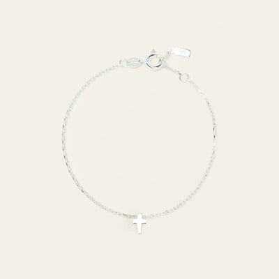 Sterling Silver Noted Cross Bracelet (Charm + Chain) - Bracelet - Walker & Hall