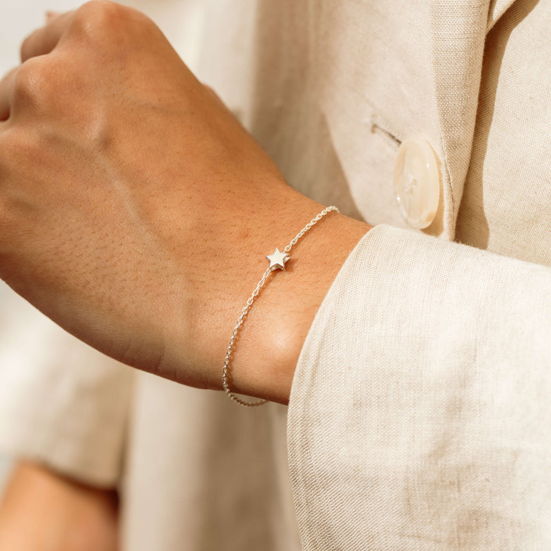 Sterling Silver Noted Star Bracelet (Charm + Chain) - Bracelet - Walker & Hall