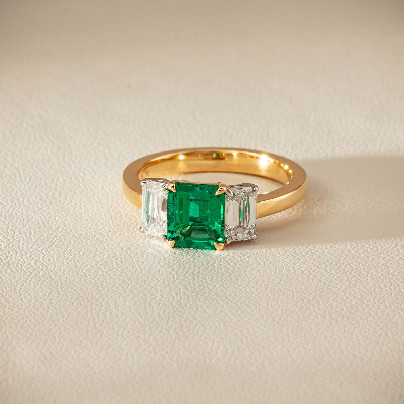 18ct Yellow Gold 1.39ct Emerald & Diamond Odyssey Ring - Ring - Walker & Hall