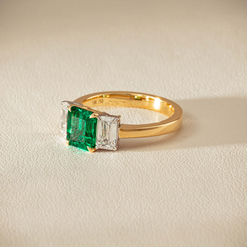 18ct Yellow Gold 1.39ct Emerald & Diamond Odyssey Ring - Ring - Walker & Hall