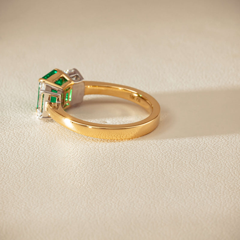 18ct Yellow Gold 1.39ct Emerald & Diamond Odyssey Ring - Ring - Walker & Hall