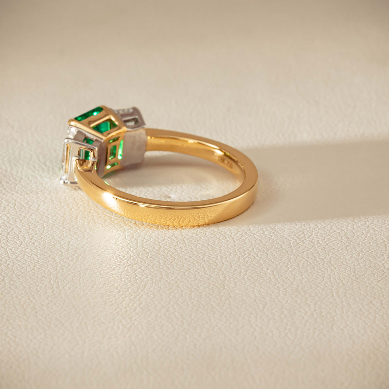 18ct Yellow Gold 1.39ct Emerald & Diamond Odyssey Ring - Ring - Walker & Hall