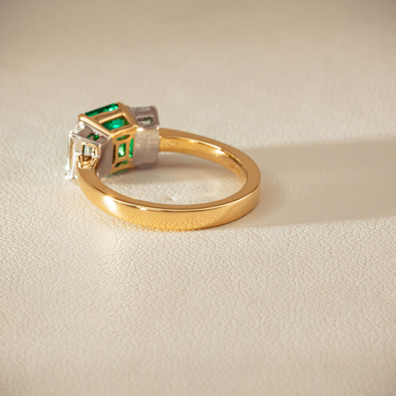 18ct Yellow Gold 1.39ct Emerald & Diamond Odyssey Ring - Ring - Walker & Hall