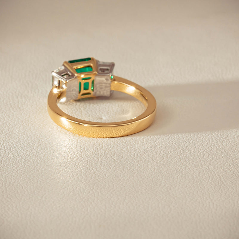 18ct Yellow Gold 1.39ct Emerald & Diamond Odyssey Ring - Ring - Walker & Hall