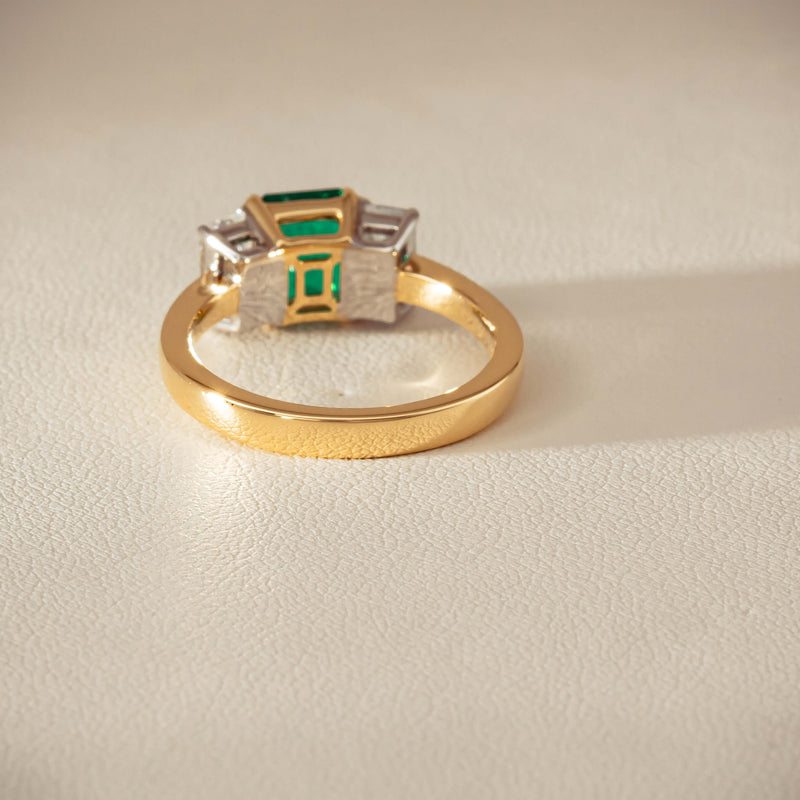 18ct Yellow Gold 1.39ct Emerald & Diamond Odyssey Ring - Ring - Walker & Hall