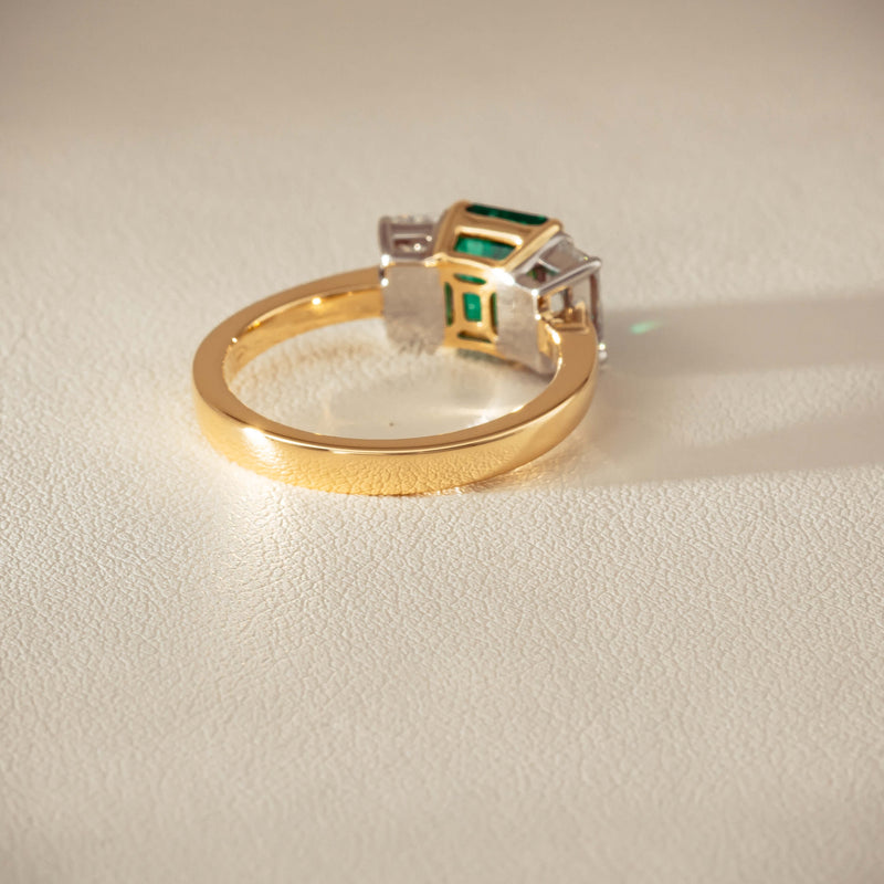 18ct Yellow Gold 1.39ct Emerald & Diamond Odyssey Ring - Ring - Walker & Hall