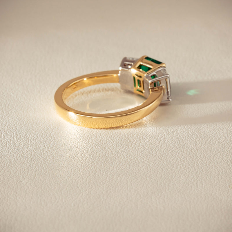 18ct Yellow Gold 1.39ct Emerald & Diamond Odyssey Ring - Ring - Walker & Hall