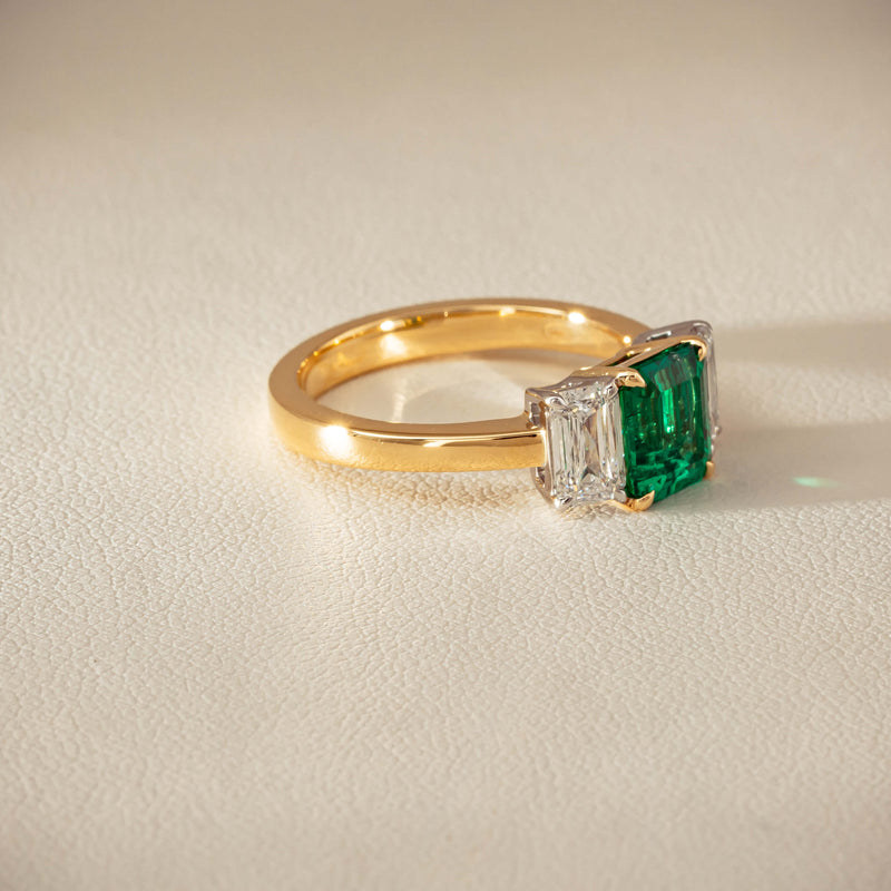 18ct Yellow Gold 1.39ct Emerald & Diamond Odyssey Ring - Ring - Walker & Hall