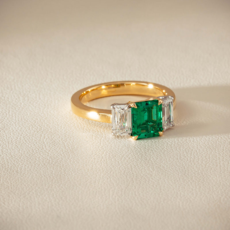 18ct Yellow Gold 1.39ct Emerald & Diamond Odyssey Ring - Ring - Walker & Hall