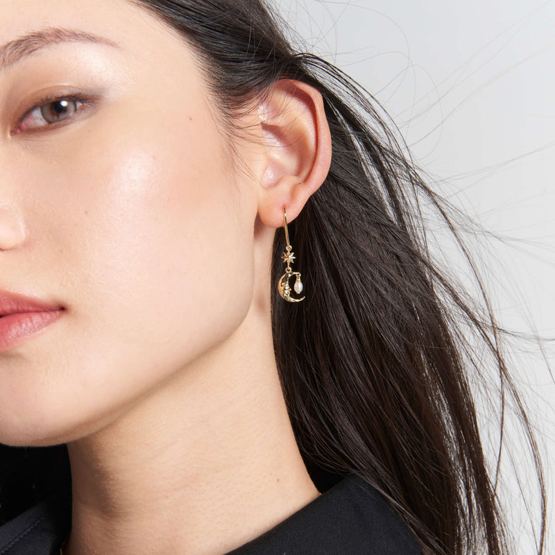 Karen Walker Sun & Moon Earrings - Gold Plated-Earrings-Walker & Hall