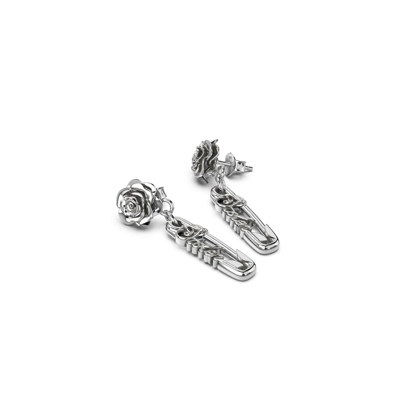Stolen Girlfriends Club Rose Pin Earrings - Silver - Earrings - Walker & Hall