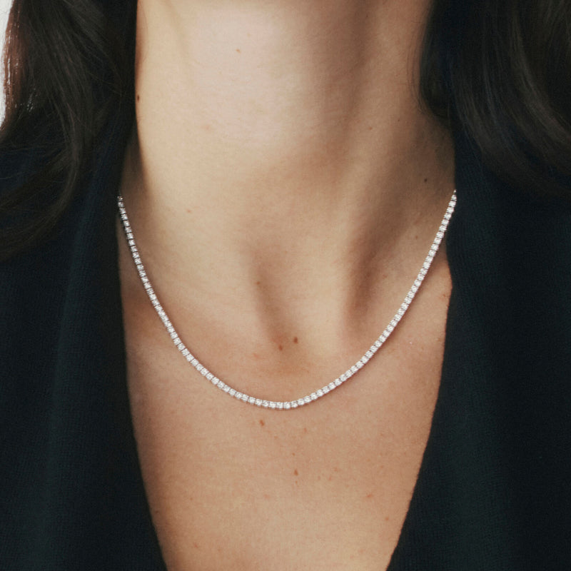 18ct White Gold 8.43ct Diamond Panorama Necklace-Necklace-Walker & Hall