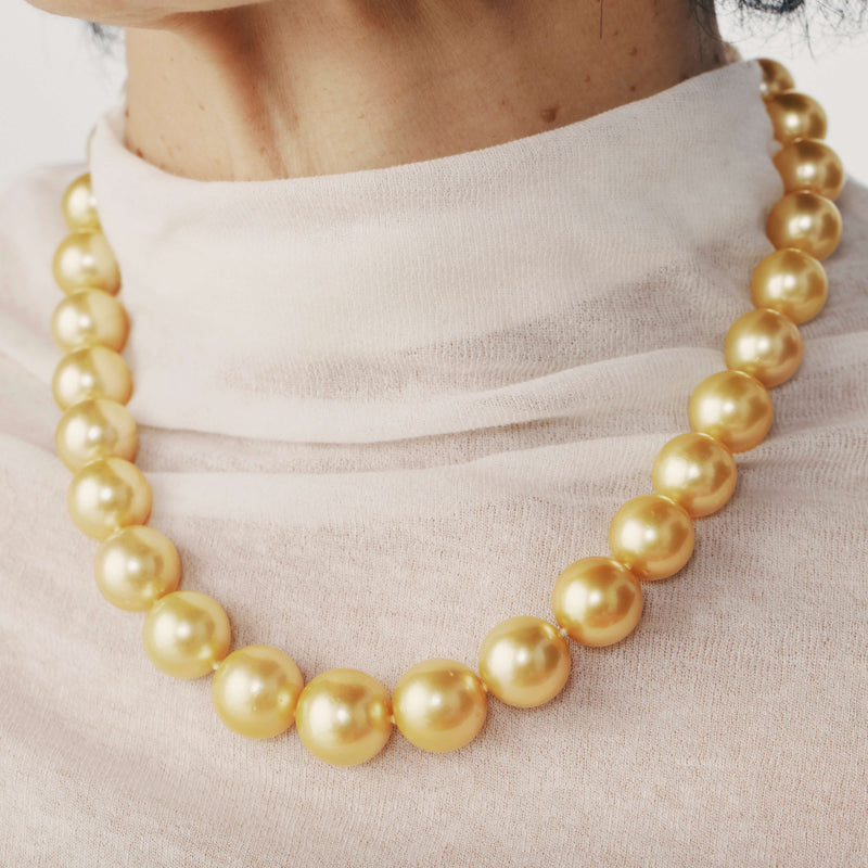 9ct Yellow Gold Golden South Sea Pearl Strand-Necklace-Walker & Hall