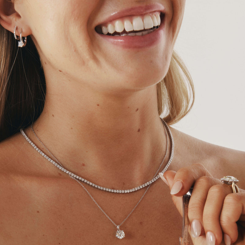 18ct White Gold 1.50ct Diamond Blossom Pendant-Necklace-Walker & Hall