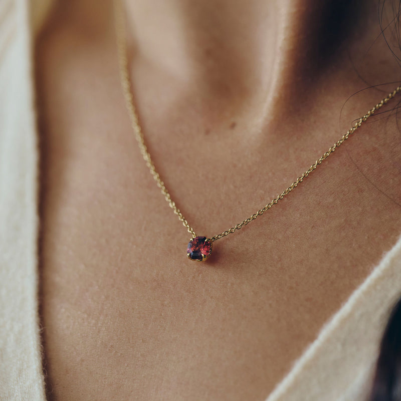 18ct Yellow Gold Pink Tourmaline Mini Octavia Pendant - Necklace - Walker & Hall