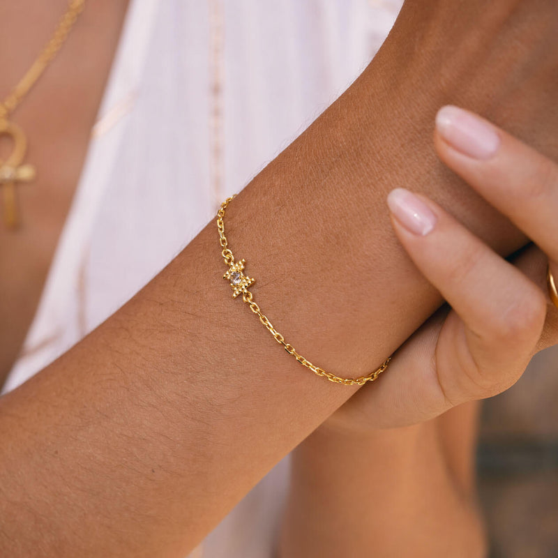 Zoe & Morgan Inti Bracelet - Gold Vermeil & Peach Zircon-Bracelet-Walker & Hall