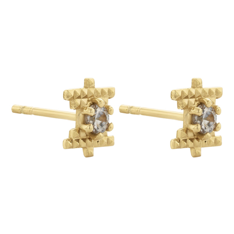 Zoe & Morgan Inti Stud Earrings - Gold Vermeil & Peach Zircon-Earrings-Walker & Hall