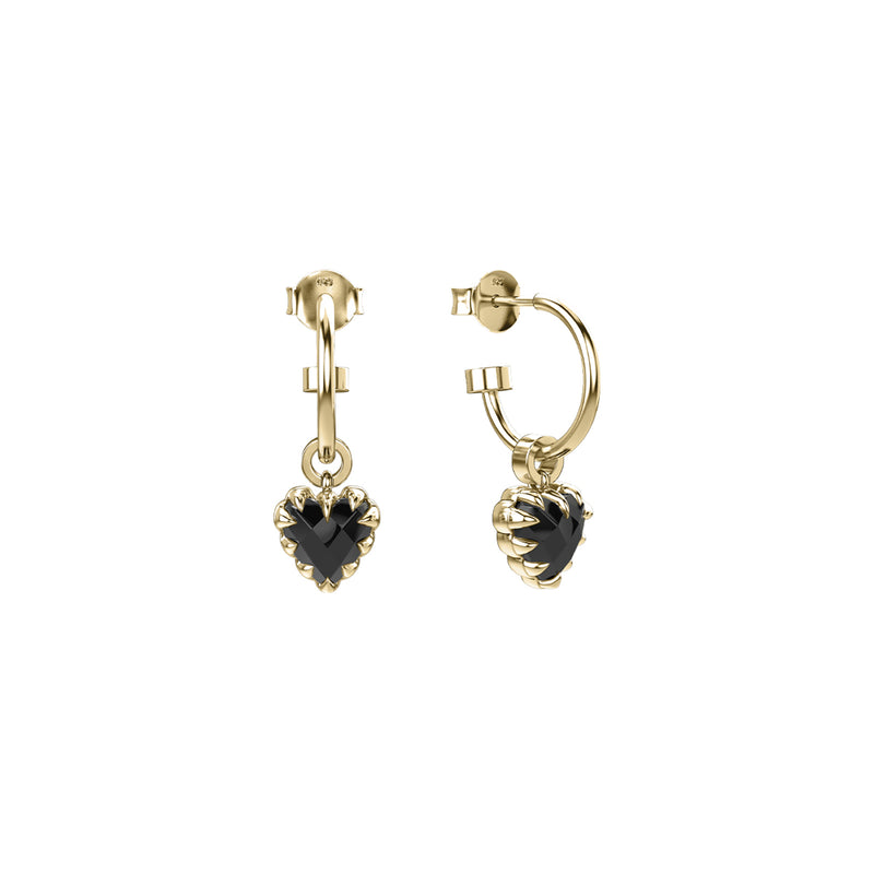Stolen Girlfriends Club Love Anchor Earrings - Gold Plated & Onyx - Earrings - Walker & Hall