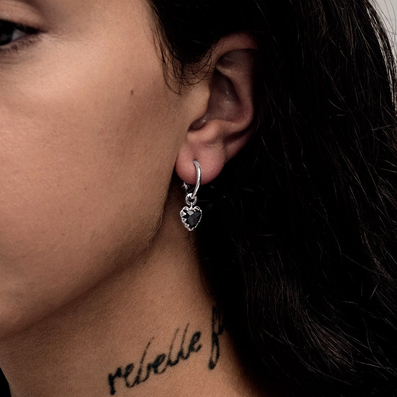 Stolen Girlfriends Club Love Anchor Earrings - Sterling Silver & Onyx - Earrings - Walker & Hall