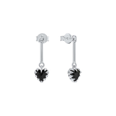 Stolen Girlfriends Club Love Claw Bar Earrings - Silver & Onyx - Earrings - Walker & Hall
