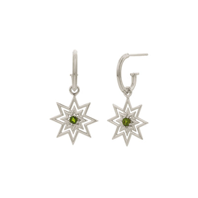 Zoe & Morgan Nora Hoops - Sterling Silver & Chrome Diopside - Earrings - Walker & Hall