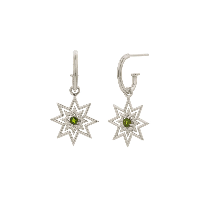 Zoe & Morgan Nora Hoops - Sterling Silver & Chrome Diopside - Earrings - Walker & Hall