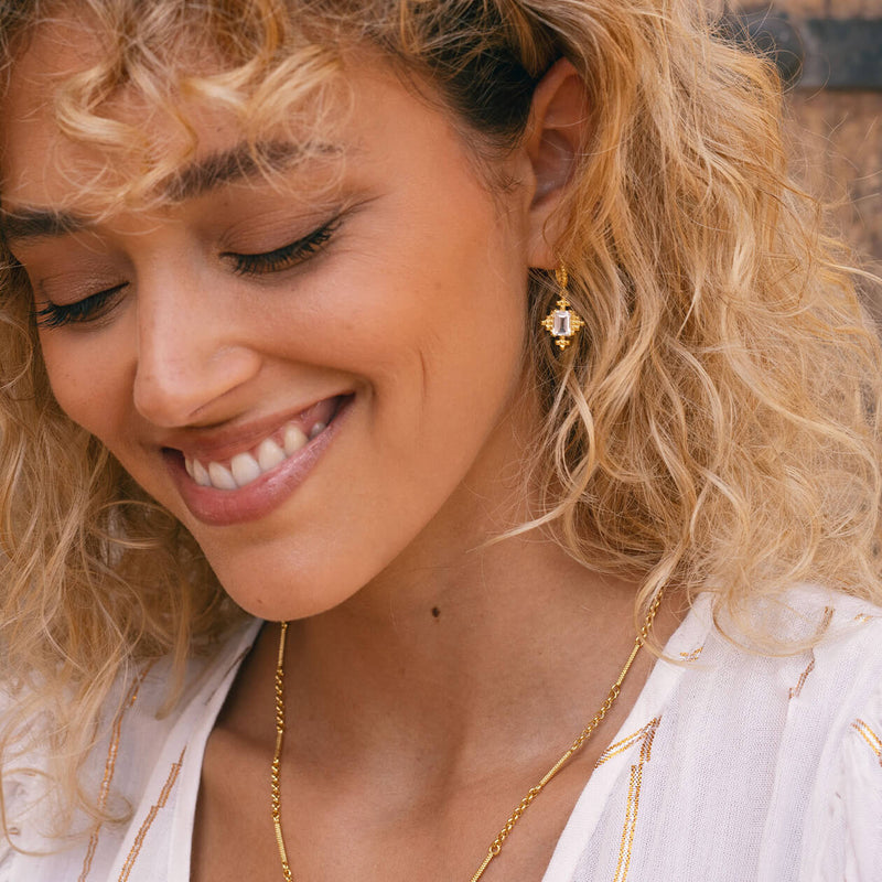 Zoe & Morgan Reya Earrings - Gold Vermeil & White Topaz-Earrings-Walker & Hall