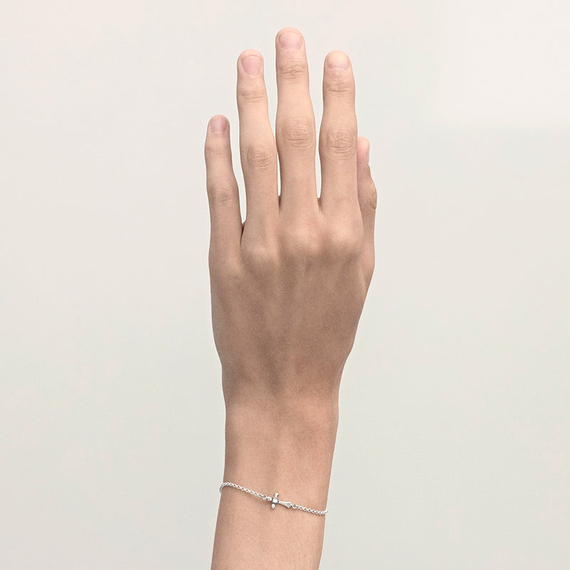 Stolen Girlfriends Club Gothic Side Cross Bracelet - Silver