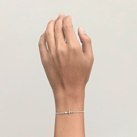 Stolen Girlfriends Club Gothic Side Cross Bracelet - Silver