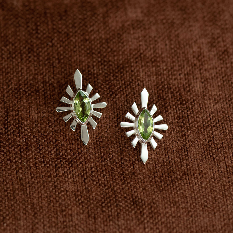 Zoe & Morgan Sister Studs - Sterling Silver & Peridot - Earrings - Walker & Hall