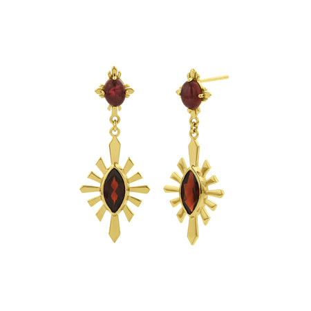 Zoe & Morgan Sisterhood Earrings - Gold Vermeil & Garnet - Earrings - Walker & Hall