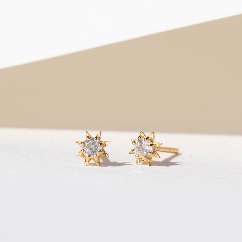 Zoe & Morgan Stella Earrings - Gold Vermeil & White Zircon-Earrings-Walker & Hall