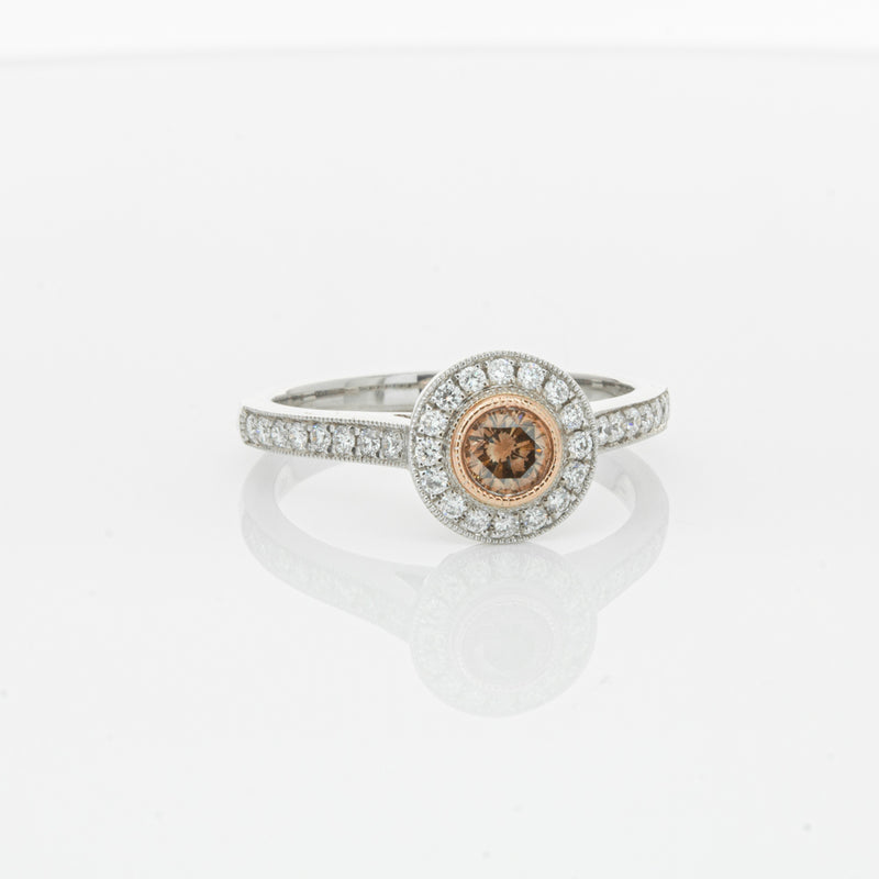 18ct White Gold .22ct Champagne Diamond Ring-Ring-Walker & Hall