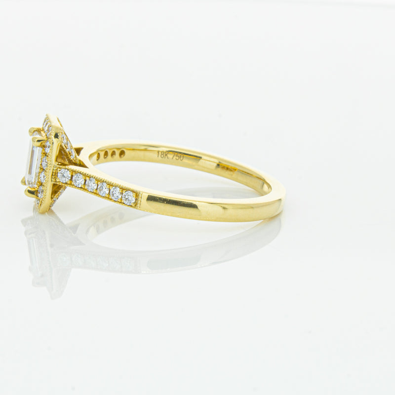 18ct Yellow Gold .50ct Emerald Cut Diamond Aria Ring-Ring-Walker & Hall