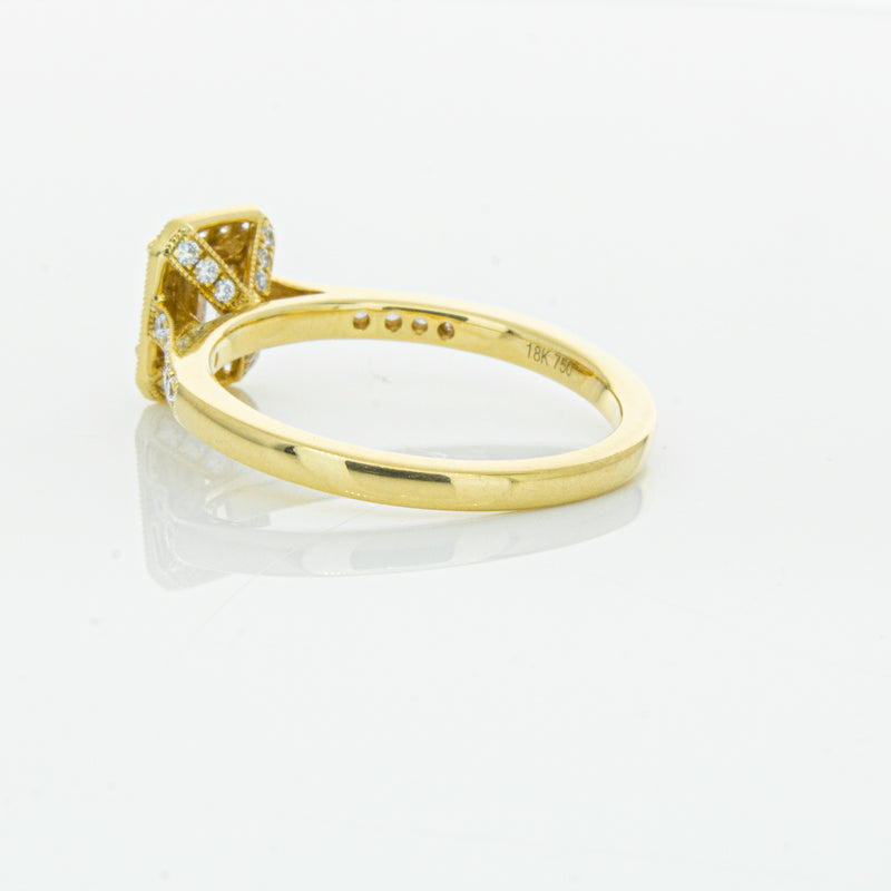 18ct Yellow Gold .50ct Emerald Cut Diamond Aria Ring-Ring-Walker & Hall