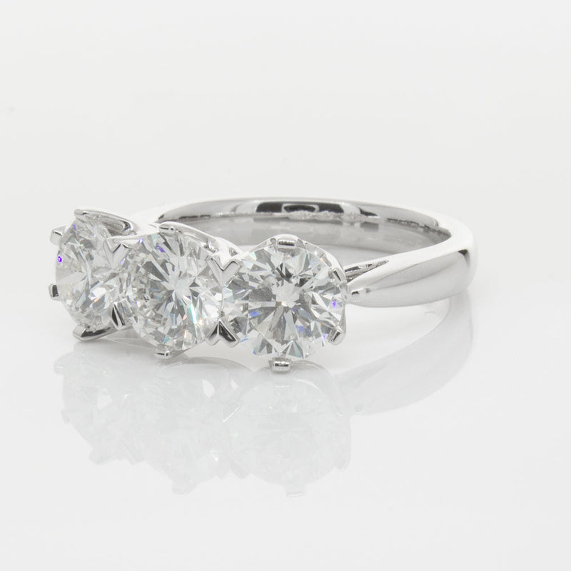 18ct White Gold 3.00ct Diamond Trilogy Ring-Ring-Walker & Hall