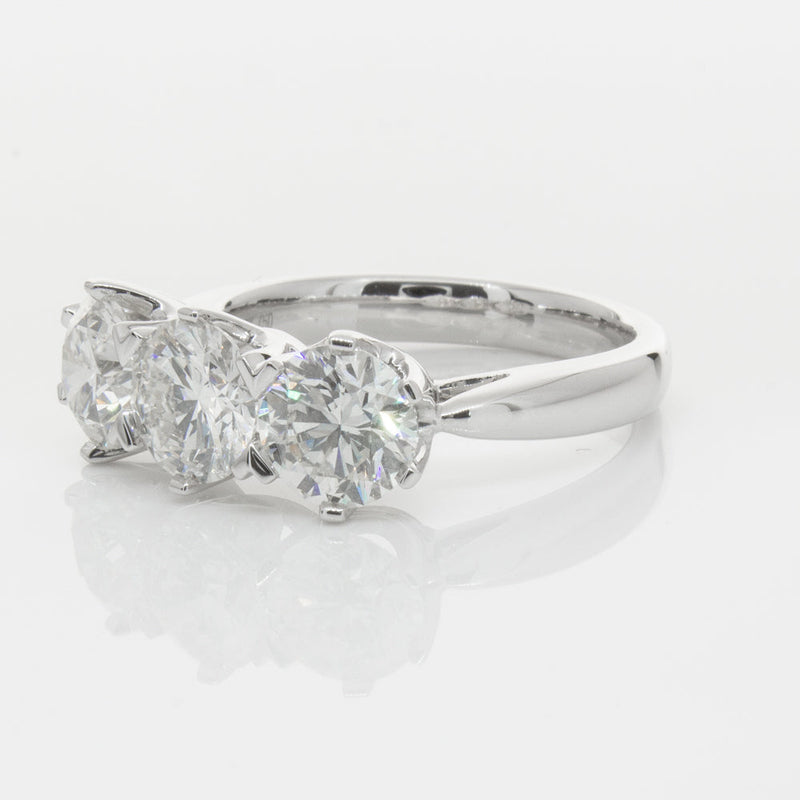 18ct White Gold 3.00ct Diamond Trilogy Ring-Ring-Walker & Hall