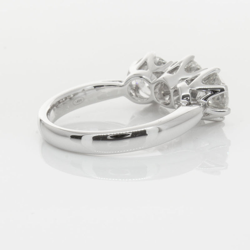 18ct White Gold 3.00ct Diamond Trilogy Ring-Ring-Walker & Hall