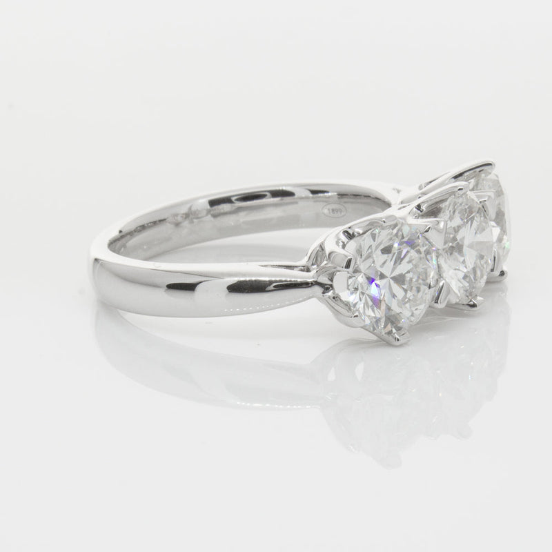 18ct White Gold 3.00ct Diamond Trilogy Ring-Ring-Walker & Hall