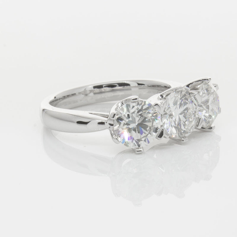 18ct White Gold 3.00ct Diamond Trilogy Ring-Ring-Walker & Hall