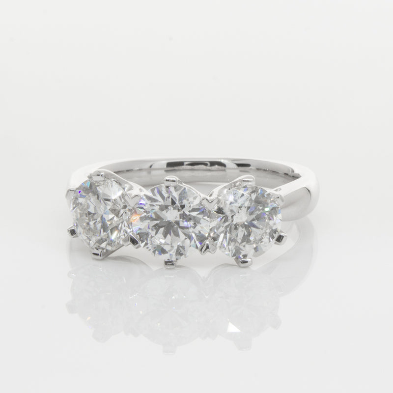 18ct White Gold 2.36ct Diamond Trilogy Ring-Ring-Walker & Hall