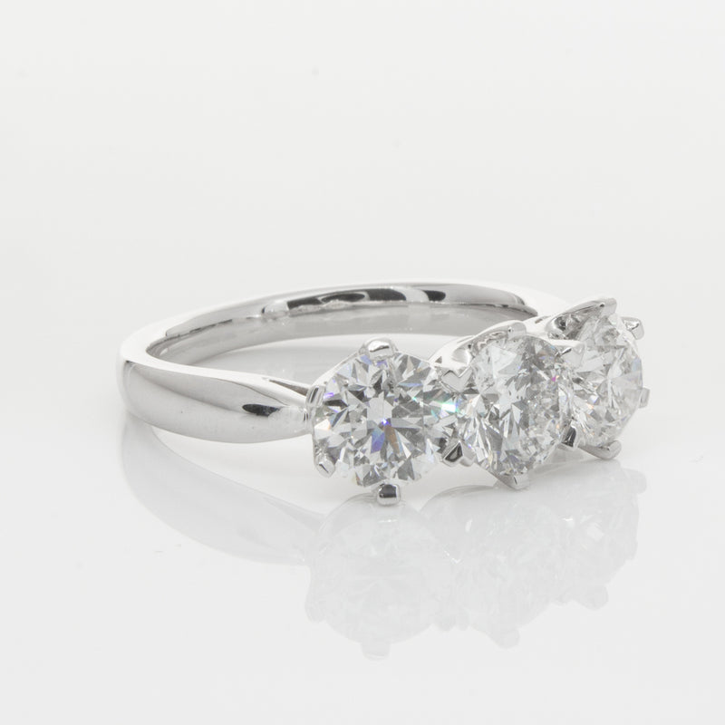 18ct White Gold 2.36ct Diamond Trilogy Ring-Ring-Walker & Hall