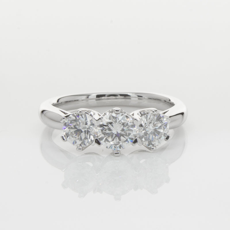 18ct White Gold 1.30ct Diamond Trilogy Ring-Ring-Walker & Hall
