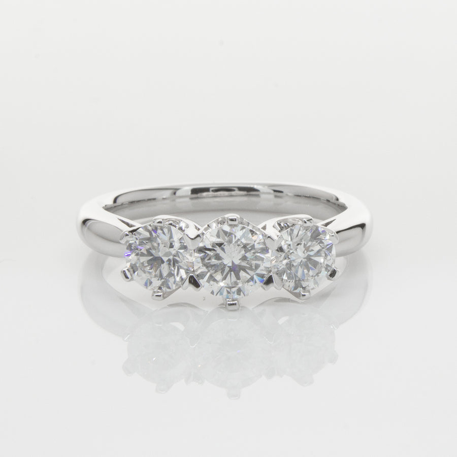 18ct White Gold 1.30ct Diamond Trilogy Ring-Ring-Walker & Hall