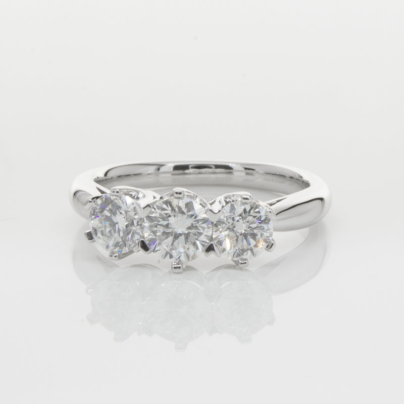 18ct White Gold 1.30ct Diamond Trilogy Ring-Ring-Walker & Hall